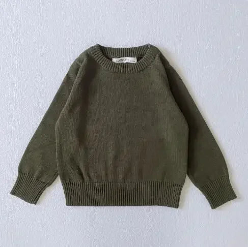2025 New Autumn Baby Boys Girls Pure Color Sweaters 1-8Yrs K