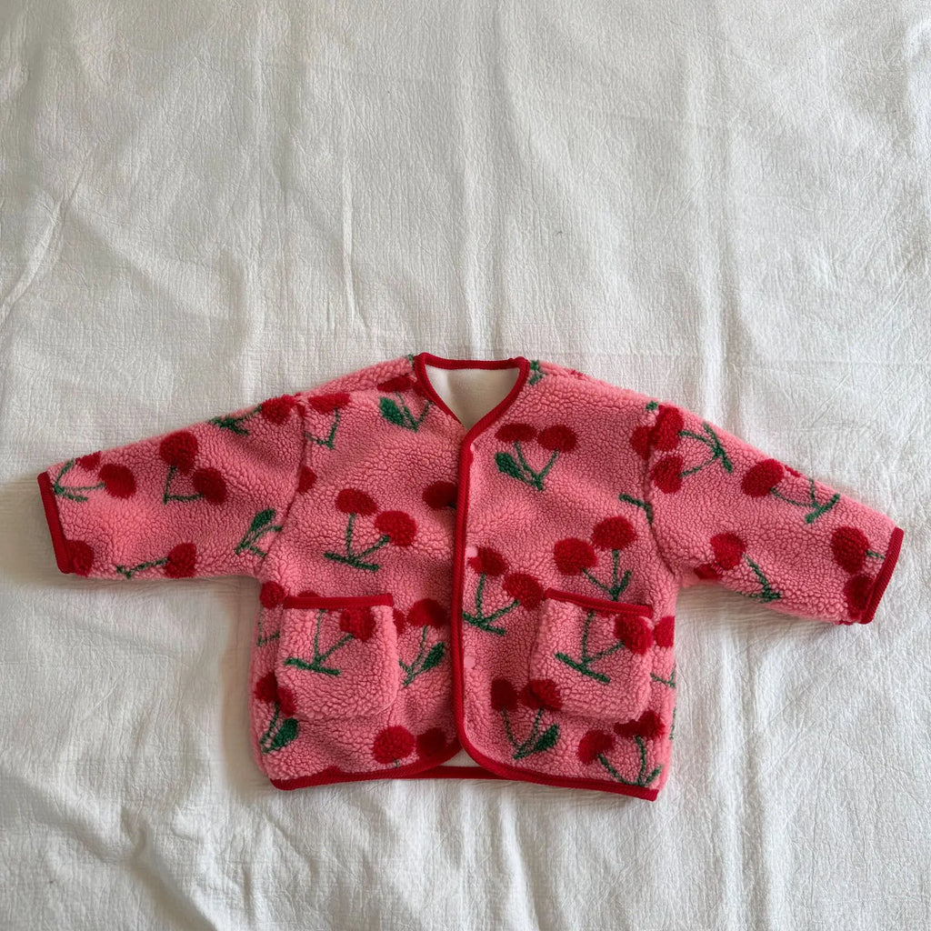 6978 Children's Lambswool Patterned Flower Coat Winter Boys