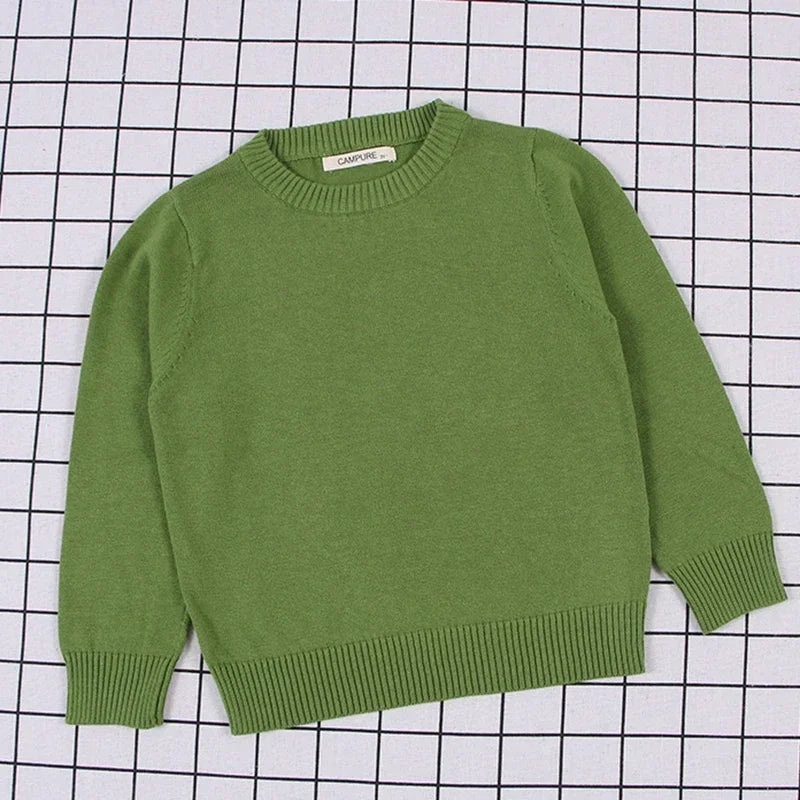 2025 New Autumn Baby Boys Girls Pure Color Sweaters 1-8Yrs K