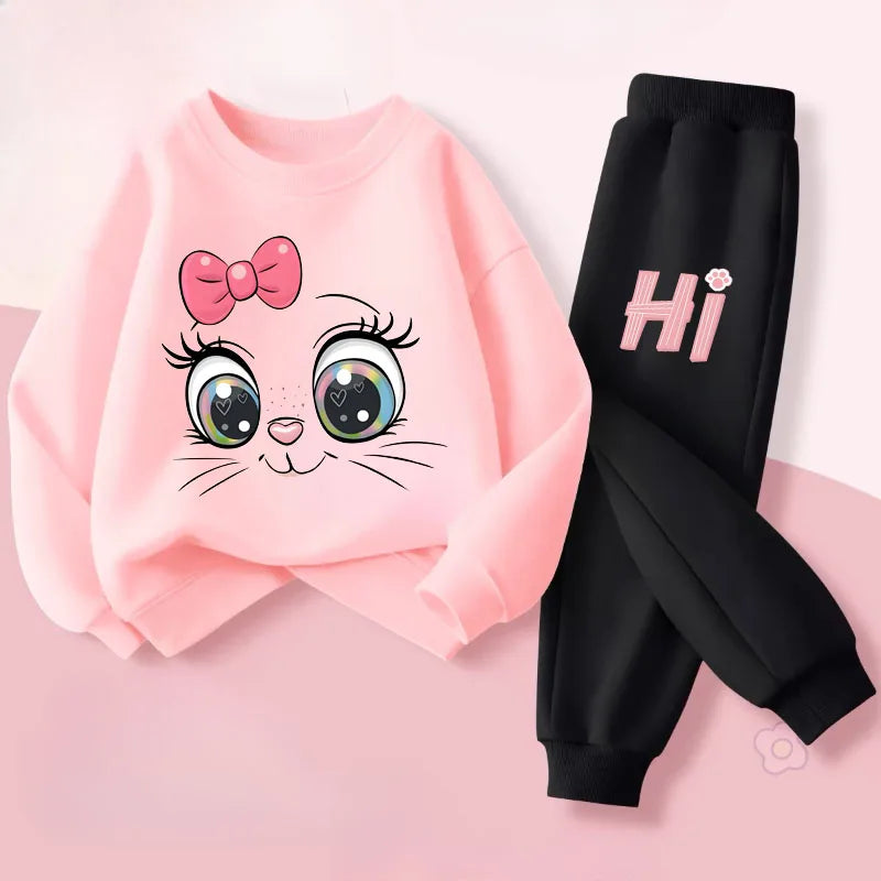 Long Sleeved Hoodies Sets for Girls Spring Style Pullover Lo