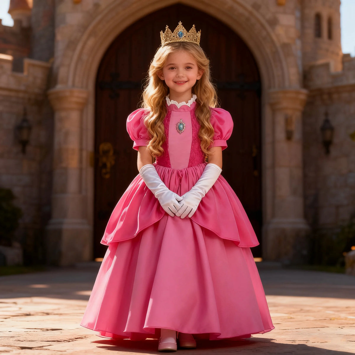 Peach Princess Ball Gown Costume Dress