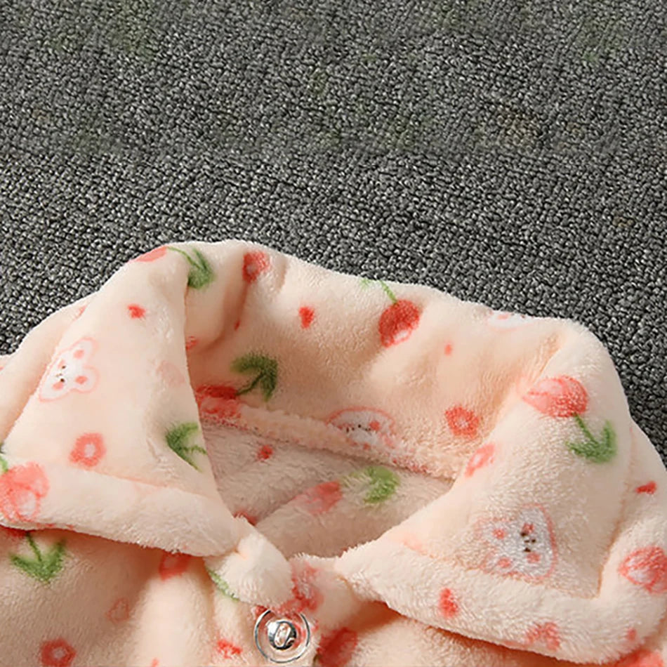 Cute Cartoon Pattern Coral Fleece Flannel Pajama Sets for Bo