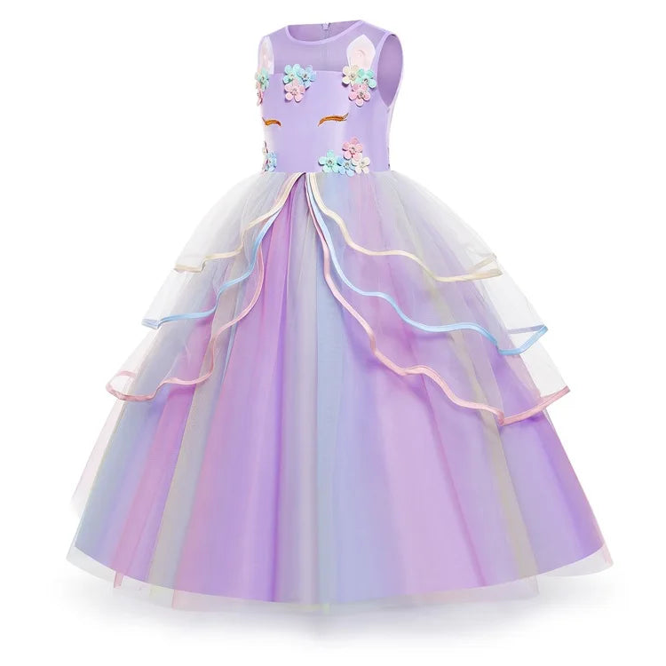 Rainbow Unicorn Tulle Princess Dress