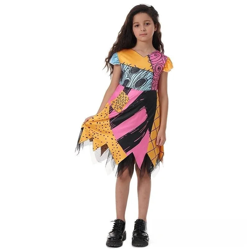 Girl Christmas Eve Scary Ruffle Dress Bow Suit Halloween Cos