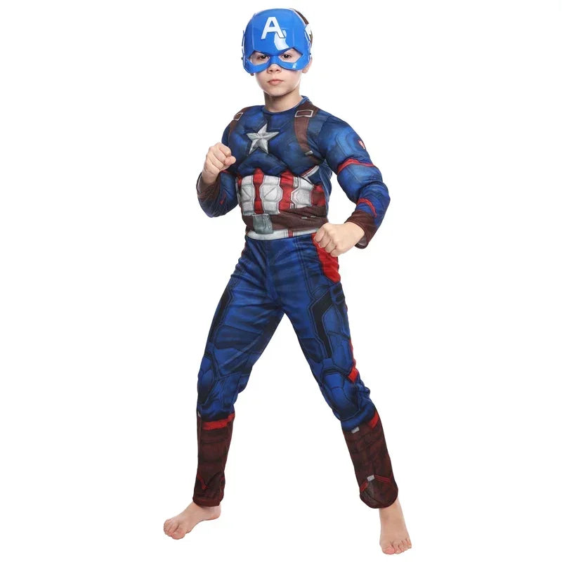 Halloween Purim Boys Captain Rogers Costume Blue Superhero M
