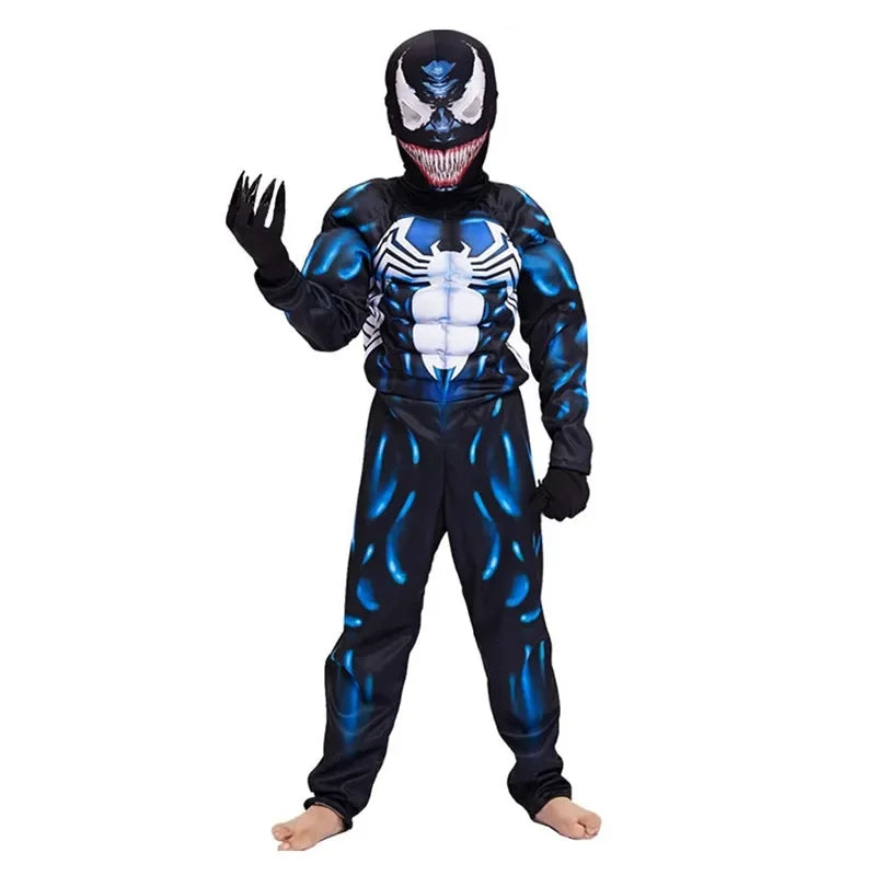 Kids Black Spider Costume Superhero Costume Onesie 3D Spande