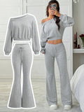 Two-piece set for girls: off-shoulder sweater paired with gr