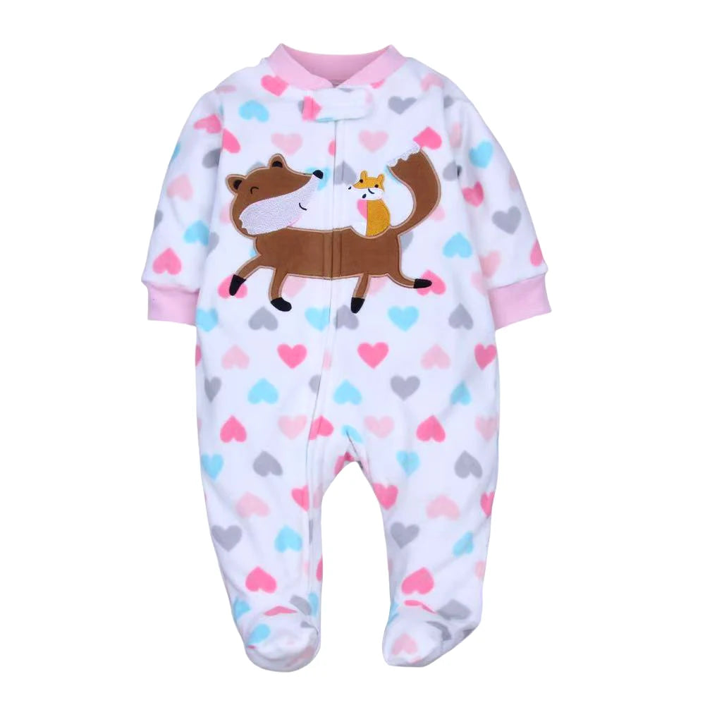Cosy Animal Fleece Romper | Newborn–12 Months