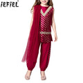 Girls Purple Indian Kurta Set with Dupatta