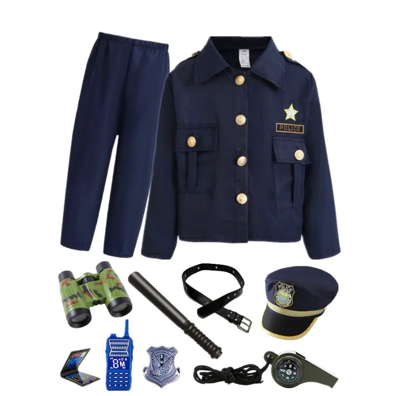 Kids Police Officer Costume Set - Jacket, Pants, Justice Her
