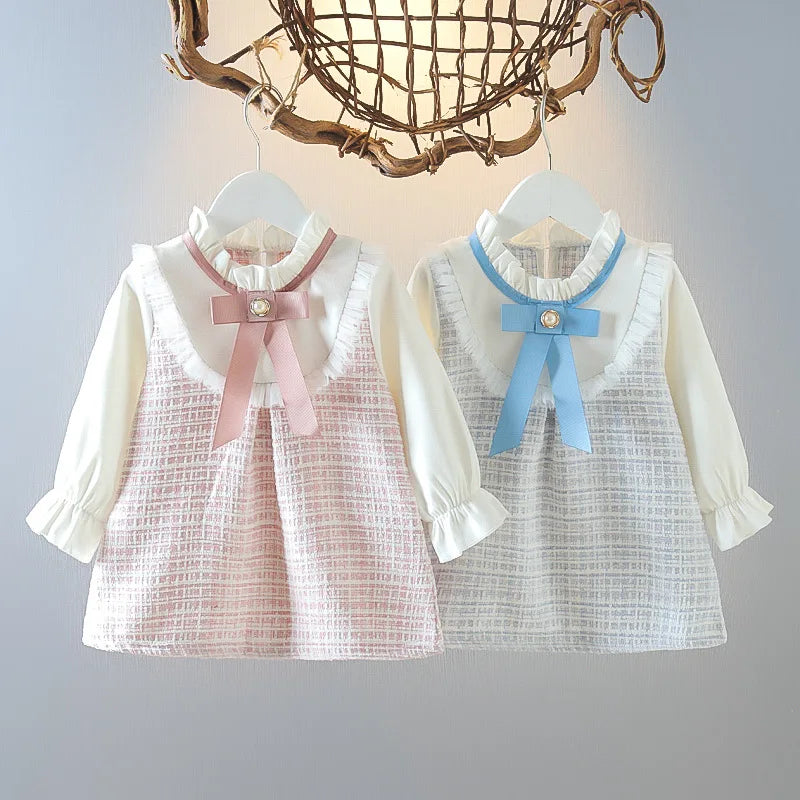 Checkered Long Sleeve Baby Girl Dress