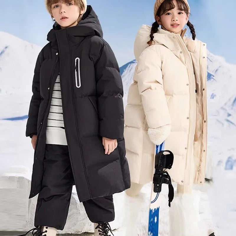 Kids Winter Down Jacket For Boy Girl Hooded Waterproof Thick