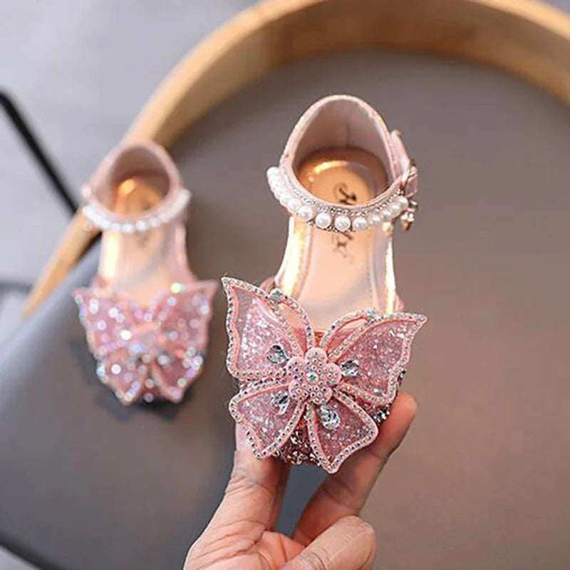 Summer Girls Sandals Sequins Rhinestone Bow Girls Princess S