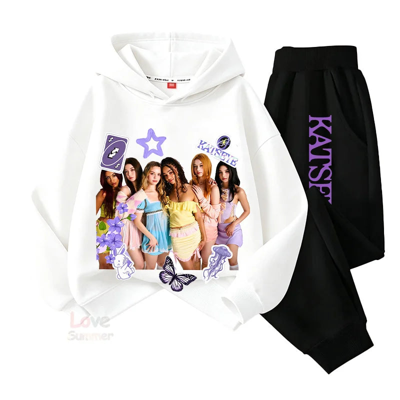 2026 autumn Katseye hoodie Girls Top Long Pant Two Piece Sui