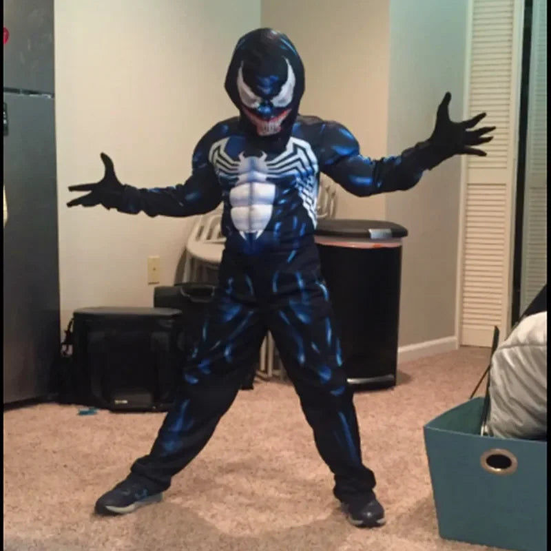 Kids Black Spider Costume Superhero Costume Onesie 3D Spande