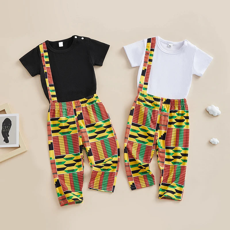 African Print Baby Romper & Trousers Set