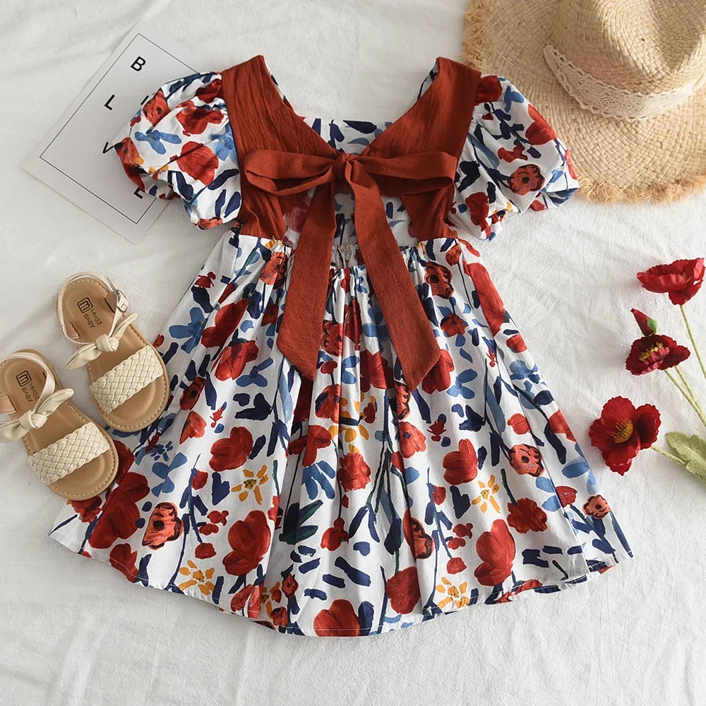 Rose Pink Plaid Bow Party Dress