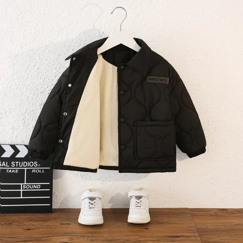 Boys Velvet-Lined Winter Coat | Warm & Cosy