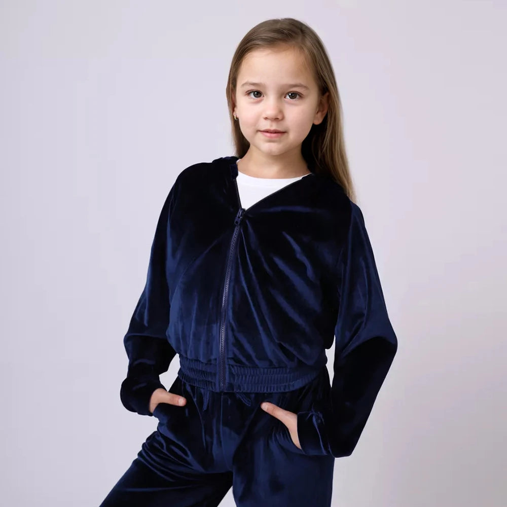 1-14Y Children Girls Velvet Tracksuits Kids Winter Autumn Th