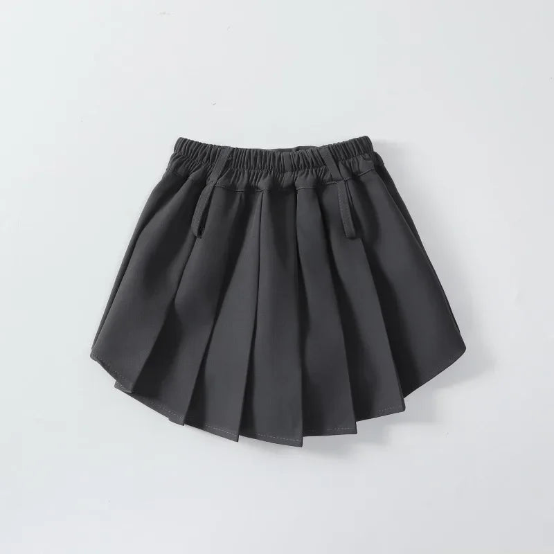 Girls Skirts Autumn Retro Gray High Waist A-line Kilt 3 To 1