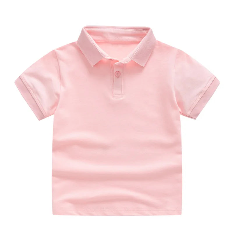 Solid Color Boys Girls Summer T-shirts Quality Uniform Polo
