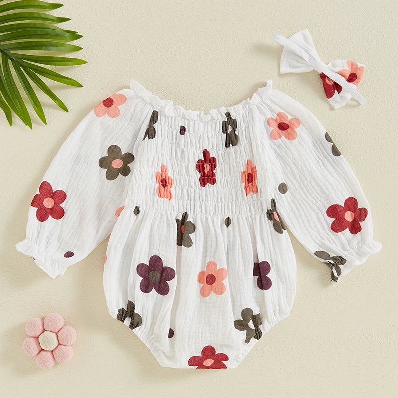 Autumn Floral Baby Romper & Headband Set