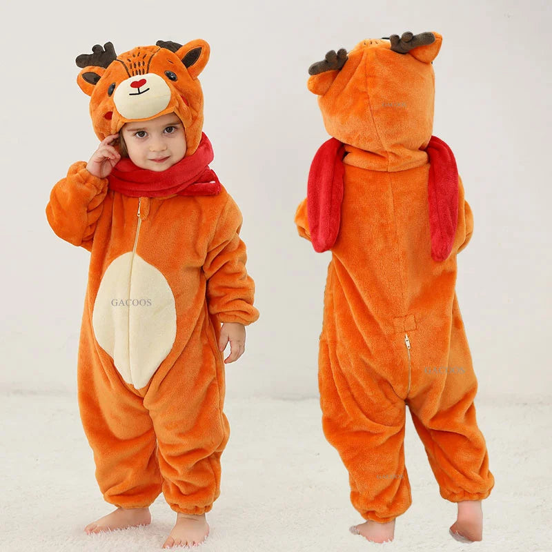 Halloween Dinosaur Winter Baby Romper Kigurumi Costume Flann