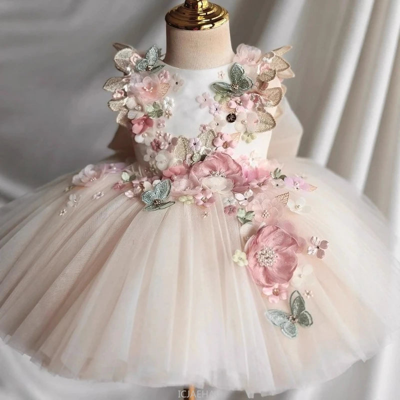 Wed Dress Summer Children Girls First Birthday Floral Prince