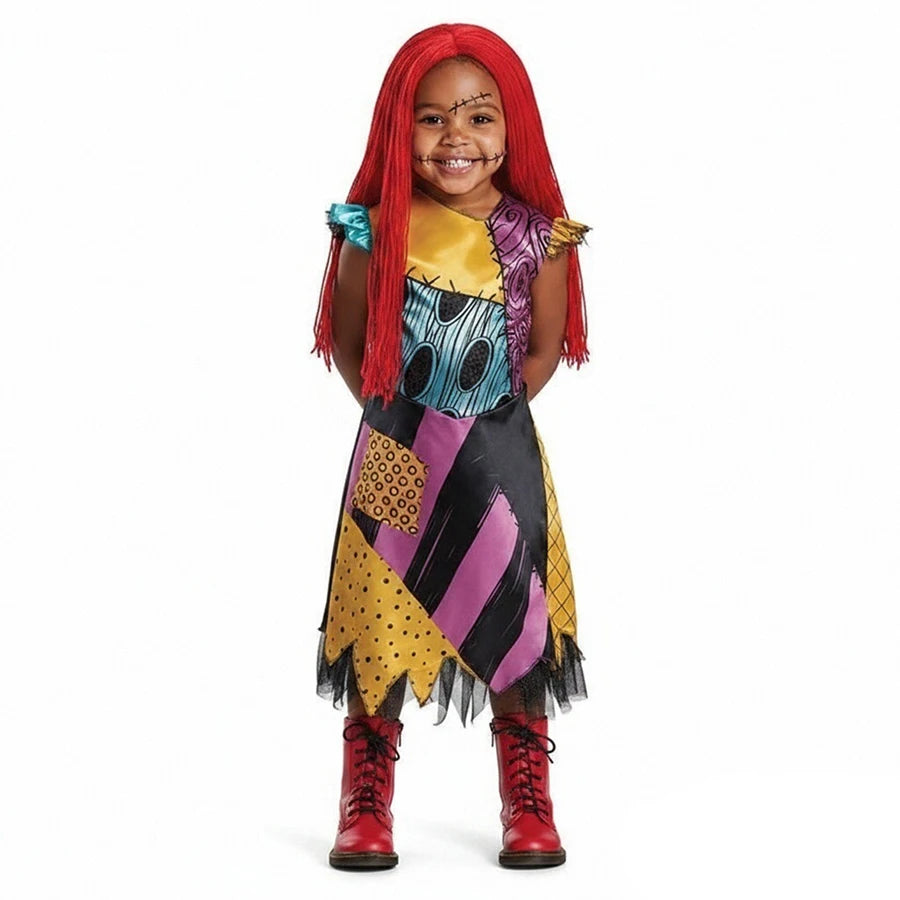 Girl Christmas Eve Scary Ruffle Dress Bow Suit Halloween Cos