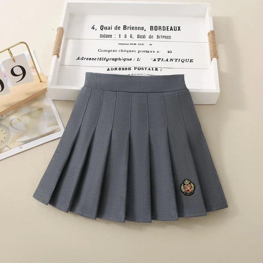 Gray A-Line Skirt School Uniform Style JK Pleated High Waist