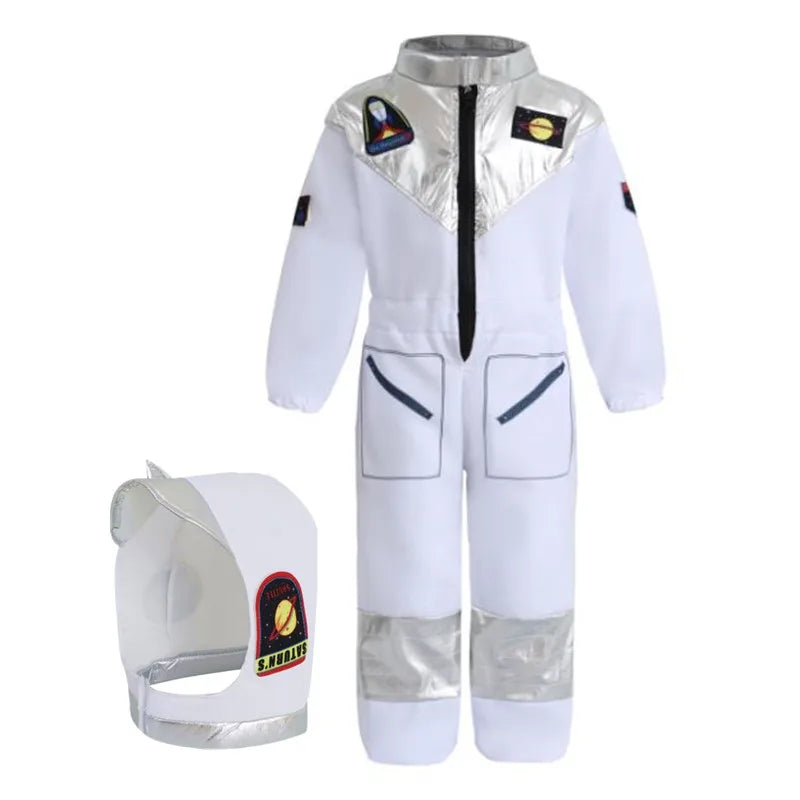 Kids US Astronaut Dressup Costume Deluxe Print Cartoon White