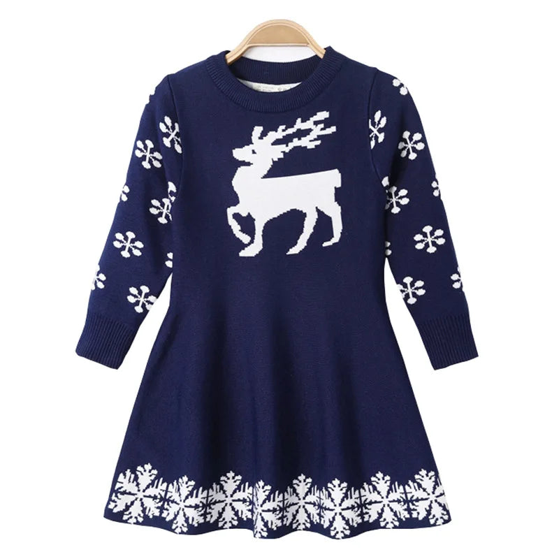 Girl Dress Winter Knitted Chiffon Dress Girl Christmas Party