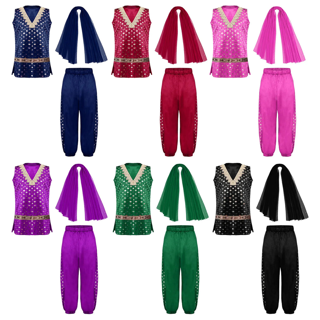 Girls' Kurta Set with Dupatta & Bloomers