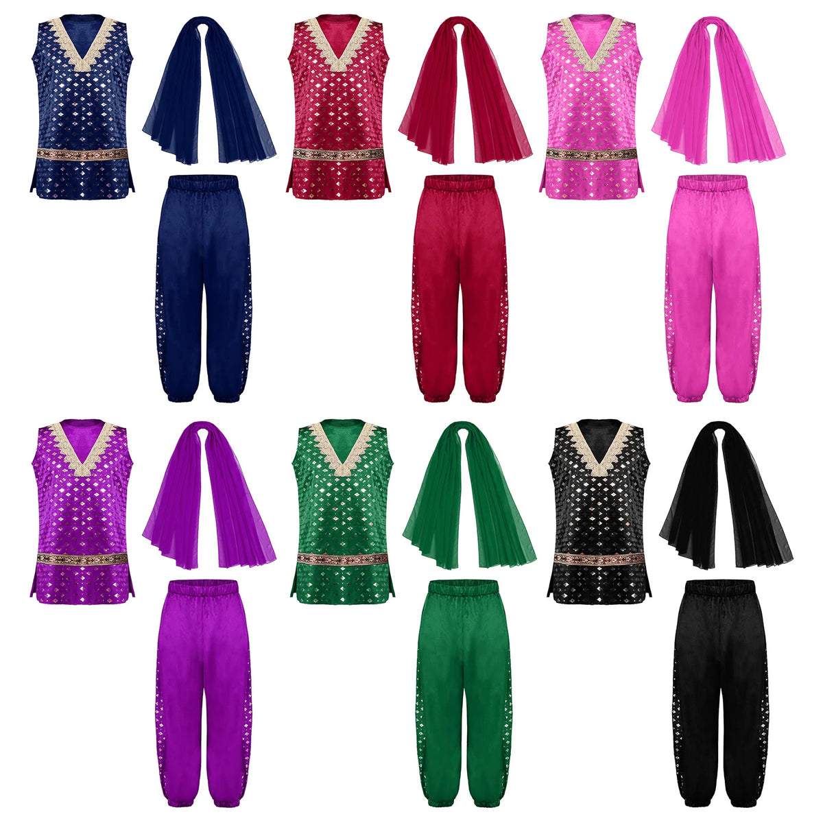 Girls' Kurta Set with Dupatta & Bloomers