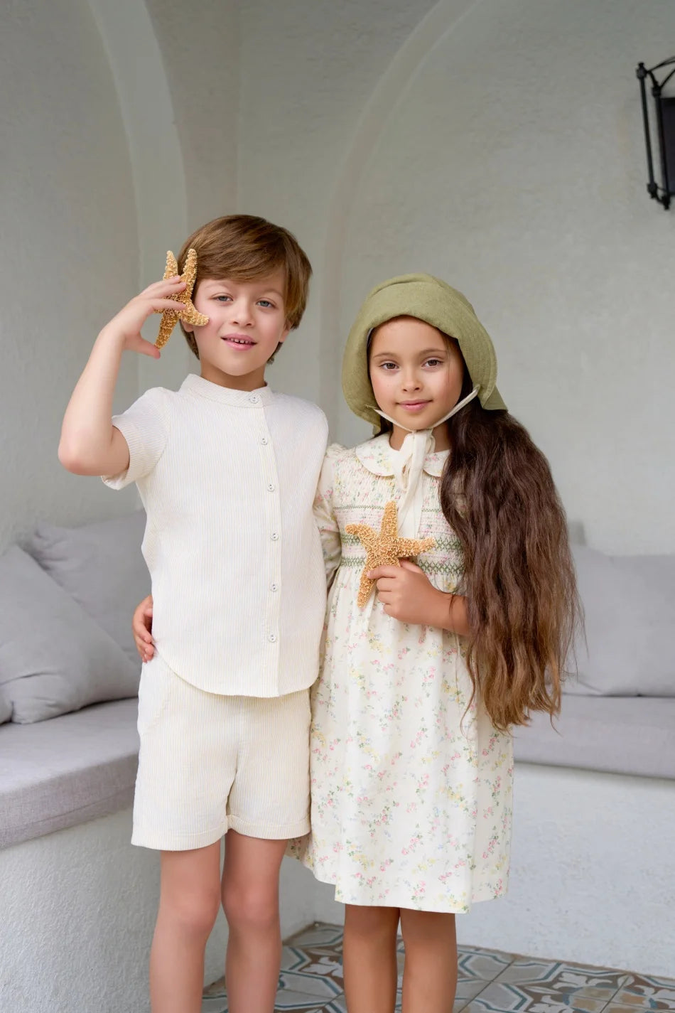 Pale Yellow Floral Smocking Dress | Girls