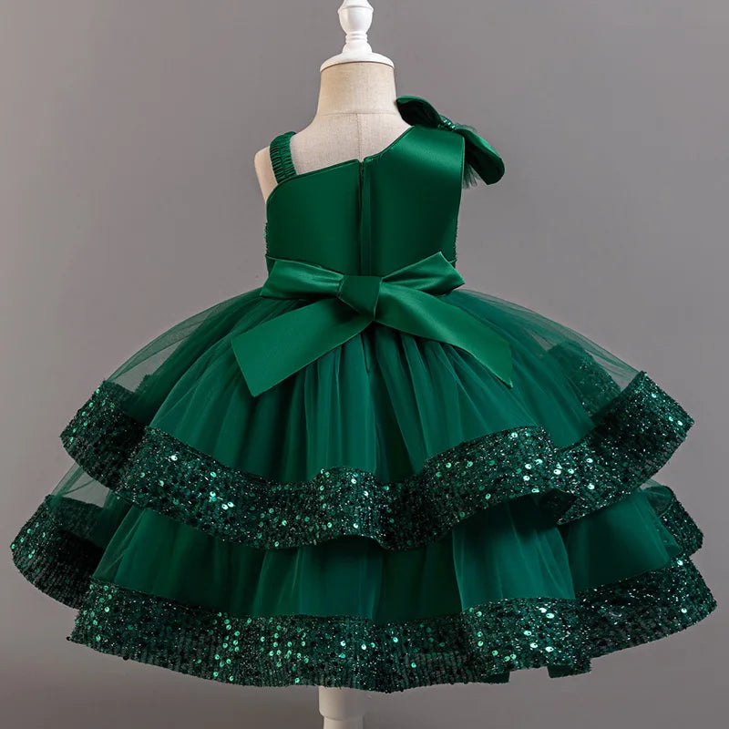 Flower Princess Sequins Baby Wedding Christmas Party Short S