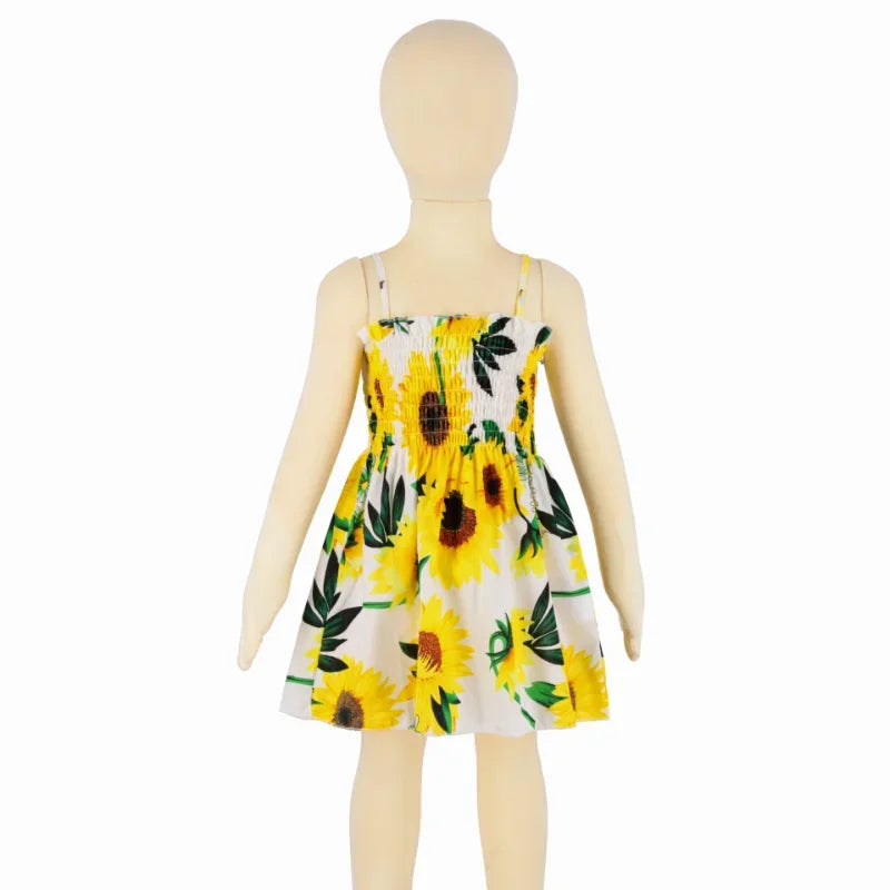 Summer Girls Princess Beach Dress Strapless Floral Print Sle