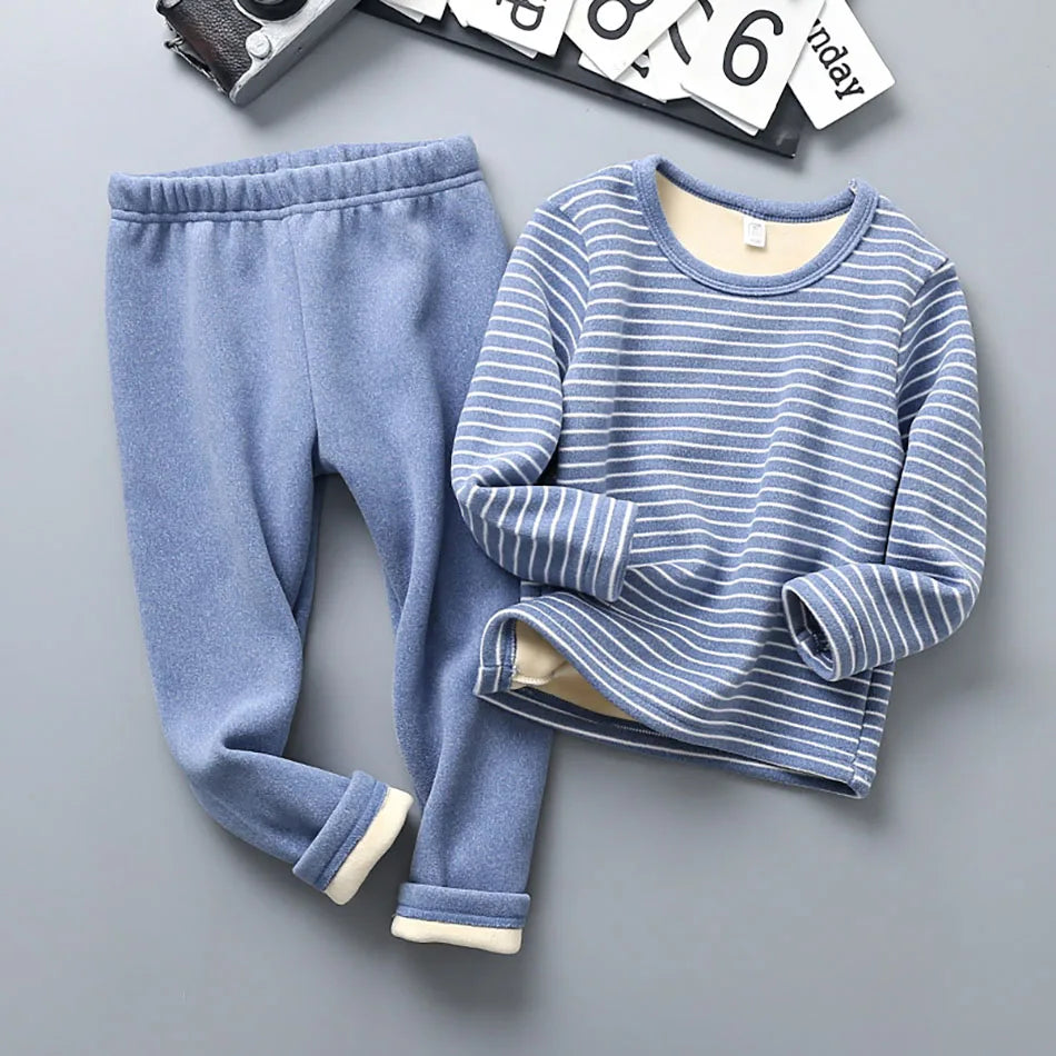 Striped Plush Pyjama Set | Cosy Winter Warmth