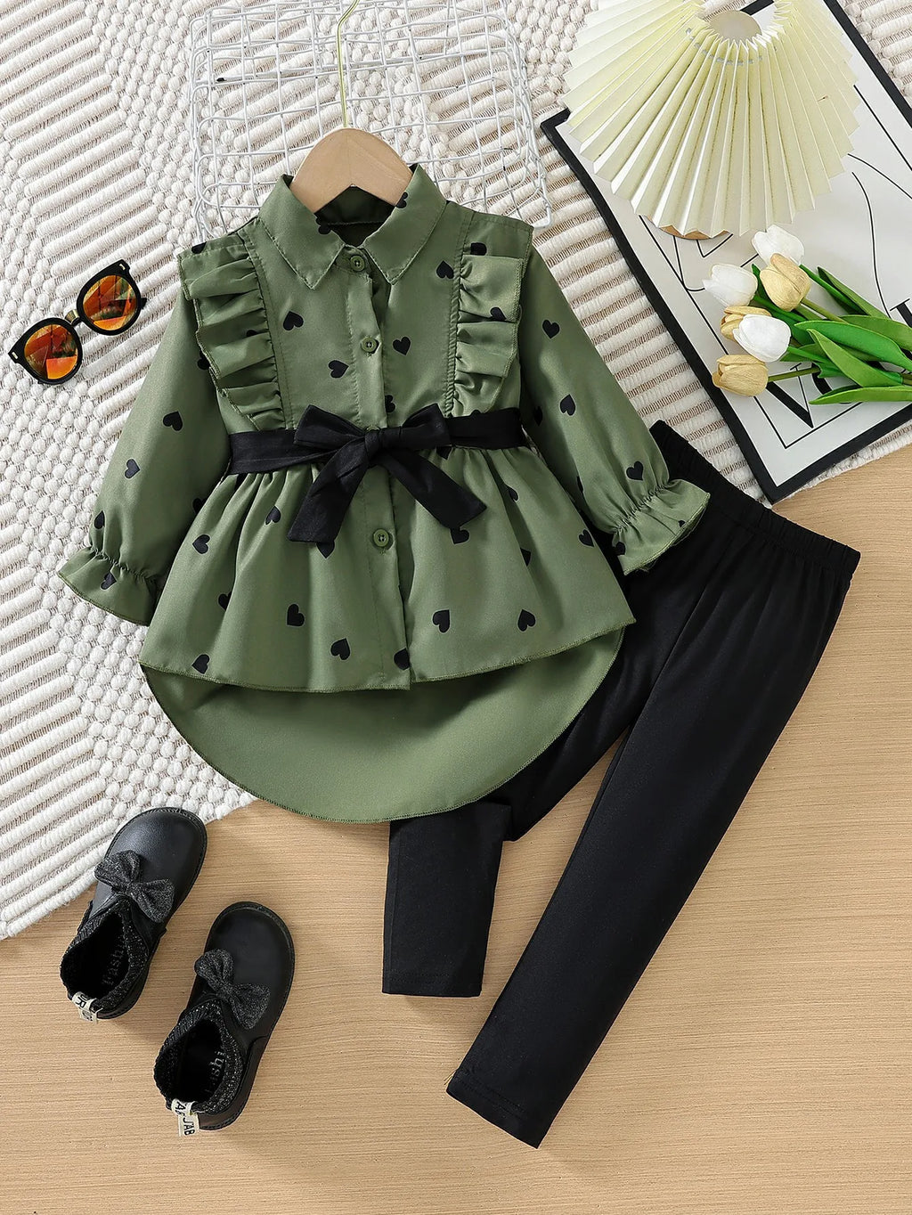 Spring Autumn Girls Clothing Sets Shirt + Bottoms 2Pcs Girls