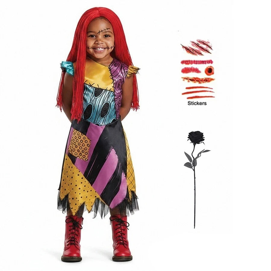 Girl Christmas Eve Scary Ruffle Dress Bow Suit Halloween Cos