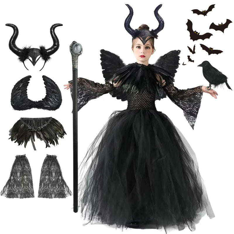 Black Mesh Evil Queen Tutu Dress Costume