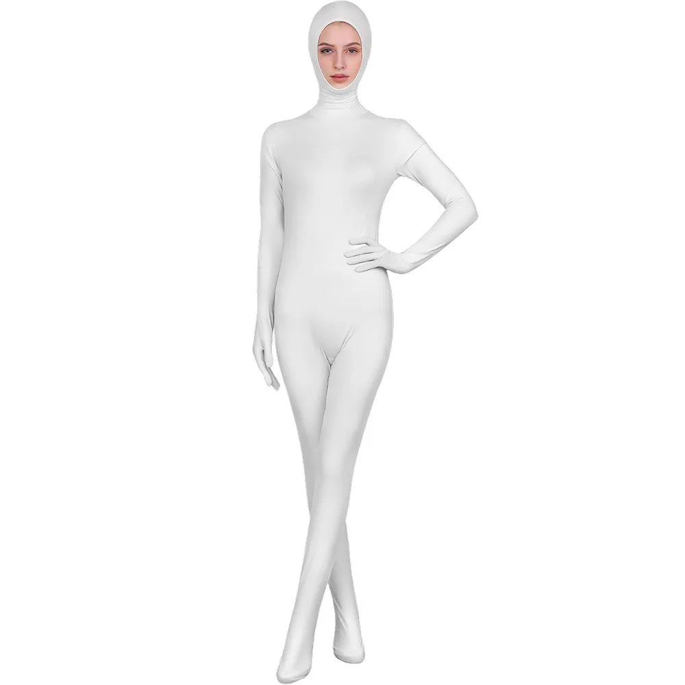 Funny Solid Color Face Revealing Tight Jumpsuit Cosplay Cost