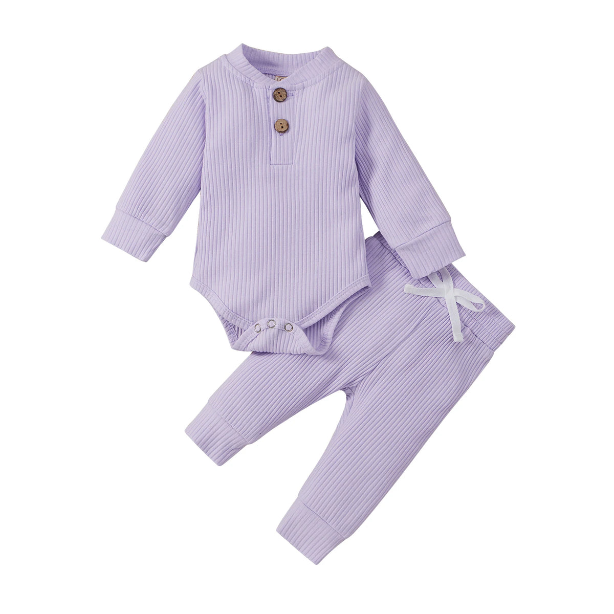 Infant Newborn Baby Girl Boy Spring Autumn Ribbed/Plaid Soli