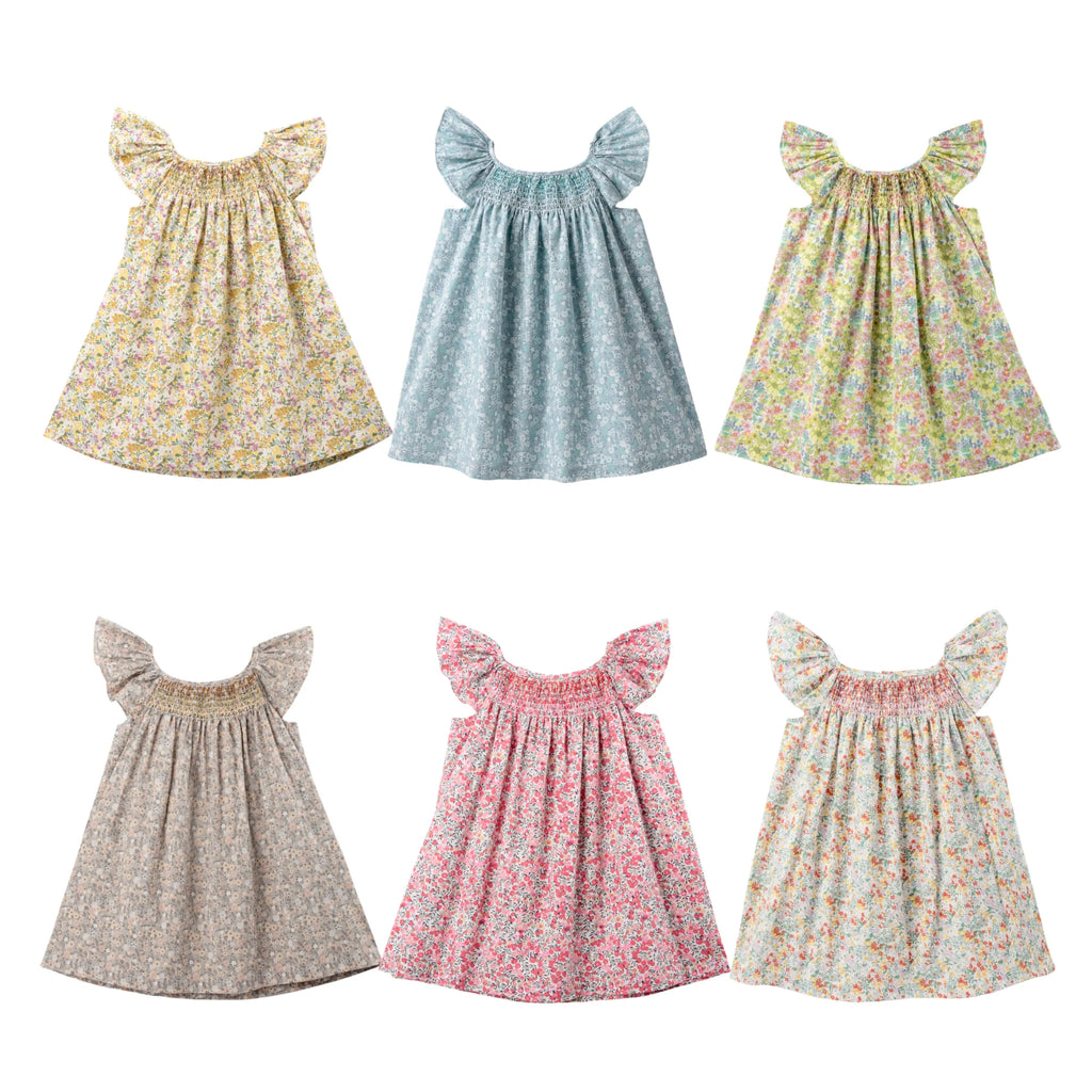 Floral Summer Dress for 1 2 3 4 5 6 Years Girls Smocking Des