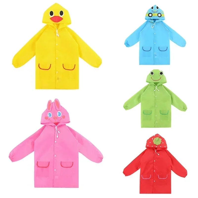 Cartoon Animal Rain Poncho for Kids Outdoor Waterproof Boys