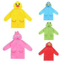 Load image into Gallery viewer, Cartoon Animal Rain Poncho for Kids Outdoor Waterproof Boys