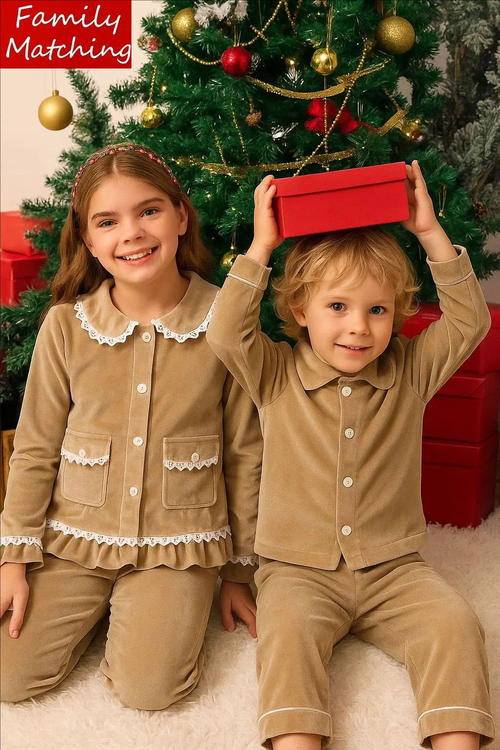 Velvet Christmas Pyjamas Set – Kids
