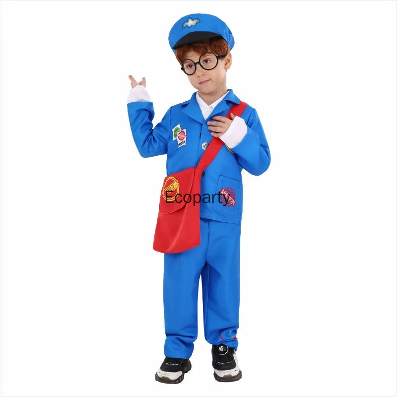 Blue Postman Costume with Hat & Bag