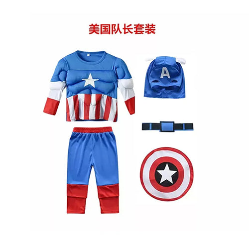 Boys Avengers Hulk Captain America Superhero Fancy Dress Costume 3-9