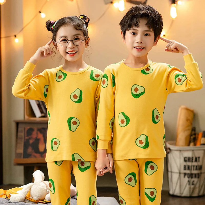 100% Cotton Pajamas Kids Girl Winter Pink Cat Teenager Girls